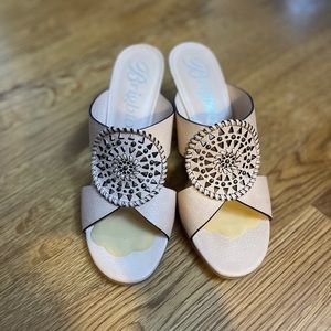 Brighton Rive Natural Leather wedge heel.